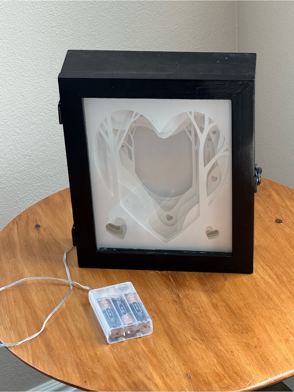 Homemade Heart LED Light Shadow Box Photo Frame